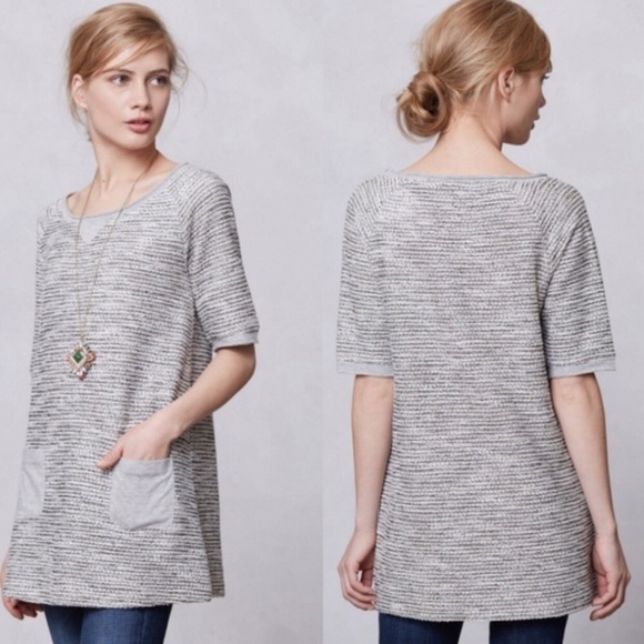 Anthropologie Meadow Rue Tweed Metallic Tunic Top - Picture 1 of 9